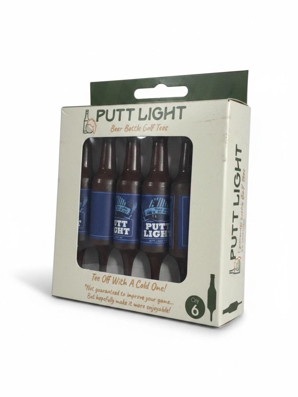 Putt Light Beer Bottle Golf Tees 6‑Pack New in Box | Novelty Golf | Fun Gift
